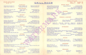 Café Royal, London 1950s menu