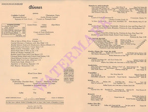 Cafe Society, Upper East Side New York 1943 Menu 