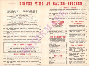 Calico Kitchen, USA 1959 Menu