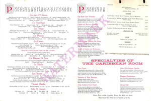 Caribbean Room, Pontchartrain Hotel New Orleans 1966 Menu Art