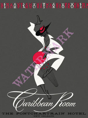 Caribbean Room, Pontchartrain Hotel New Orleans 1966 Menu Art