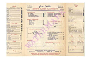 Casa Seville Long Island New York 1944 Menu