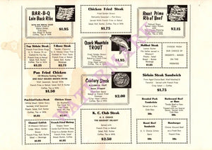 Cat and Fiddle, Springfield MO 1950s Menu