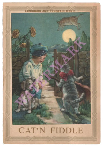 Cat ‘N Fiddle, Portland OR circa 1920 Menu Art