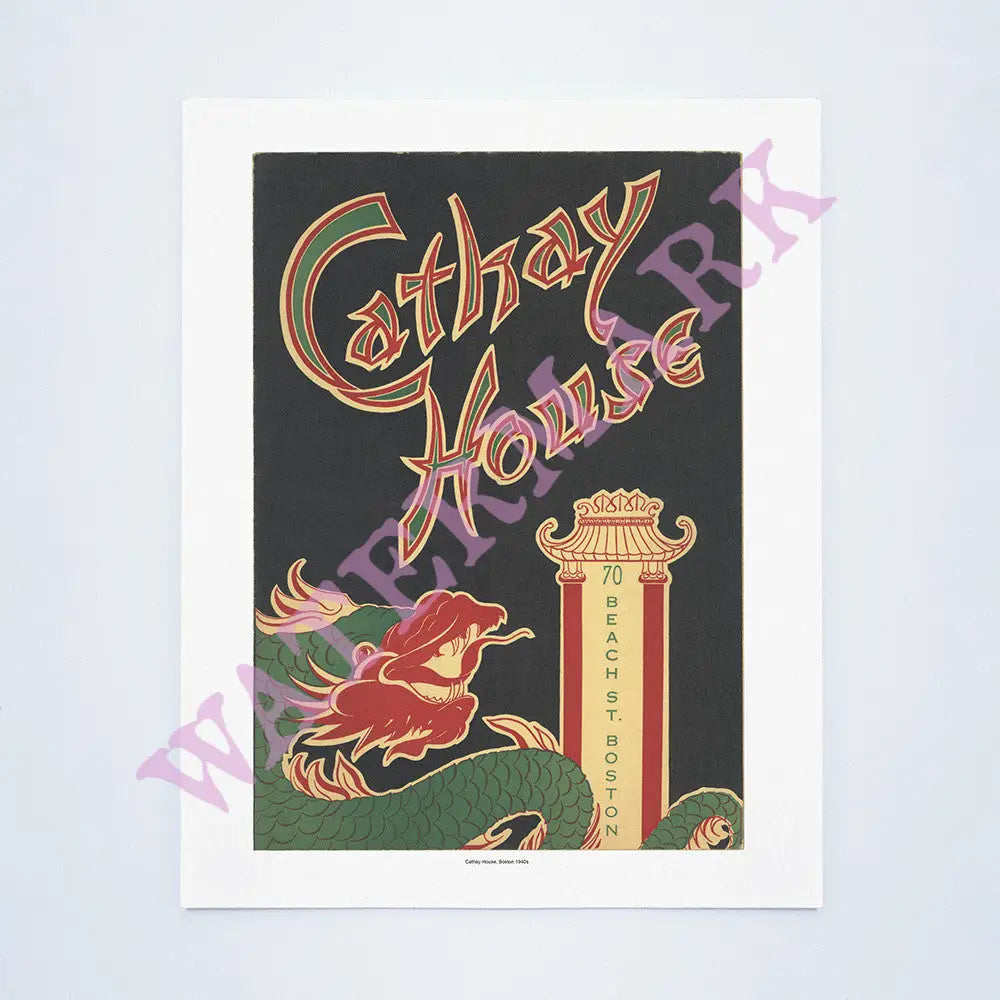 Cathay House, Boston, 1940s Vintage Menu Print