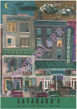 Cavanagh's, New York, 1954 Menu Art