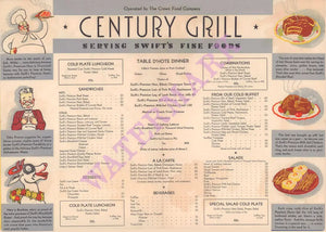 Century Grill, World's Fair Chicago 1934 Menu