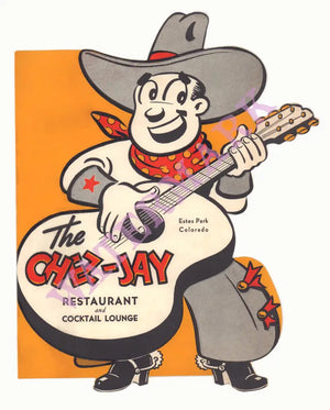 Chez Jay, Estes Park, Colorado 1950s Menu Art