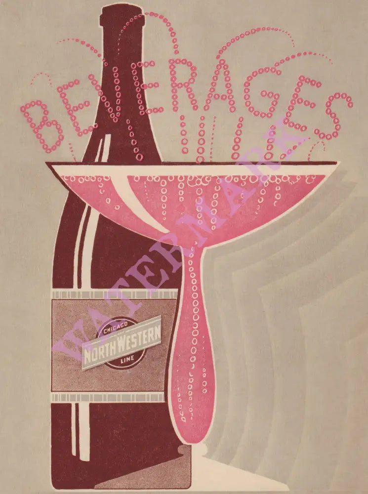 Chicago & North Western Line, 1930s Pink Version Menu Design