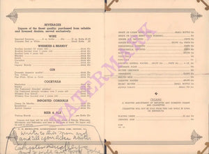 Chicago & North Western Line, 1930s Beverage Menu