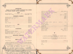 Chicago & North Western Line, 1930s Beverage Menu