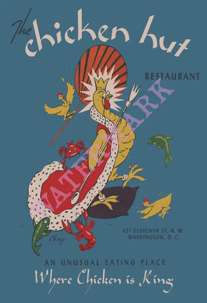 Chicken Hut, Washington D.C. 1940s Menu Art