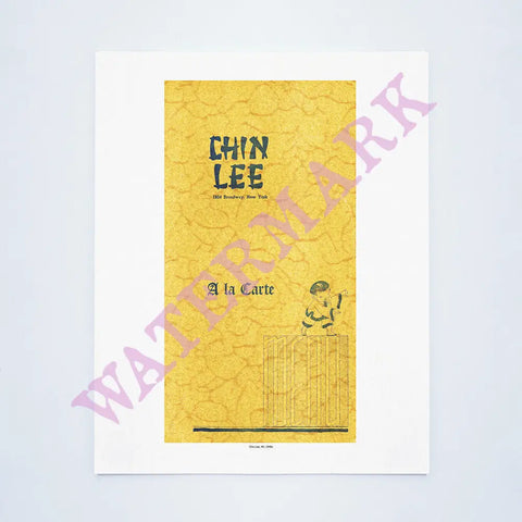Chin Lee, New York, 1940s Vintage Chinese Menu Art