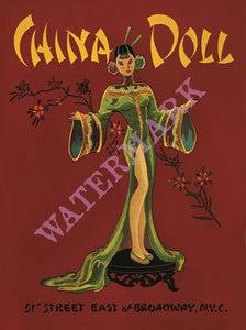 China Doll, New York 1940s Menu Art