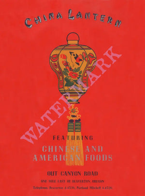 China Lantern, Beaverton 1950s Chinese Menu Art