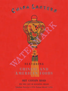 China Lantern, Beaverton 1950s Chinese Menu Art