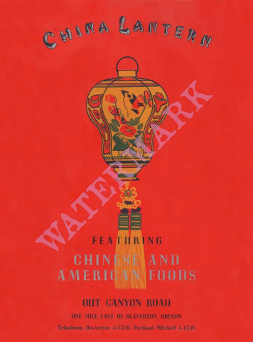China Lantern, Beaverton 1950s Chinese Menu Art