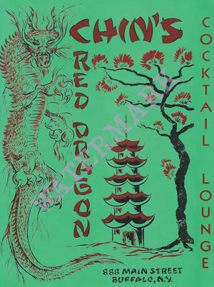 Chin's Red Dragon, Buffalo, 1950s Menu Art