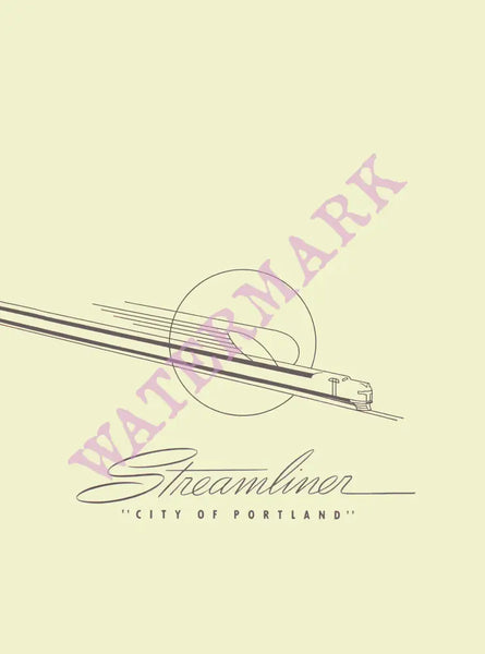 City of Portland Streamliner 1953 Menu Art