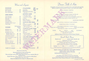 City of Portland Streamliner 1953 Menu