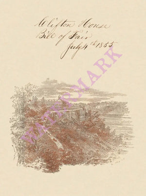 Clifton House, Niagara Falls, 1855 menu art