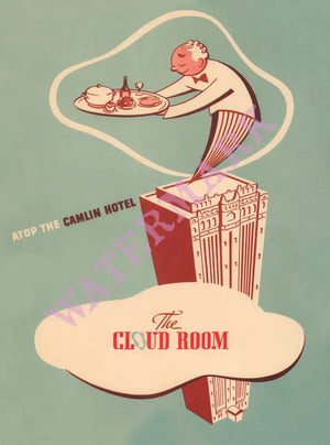 Cloud Room Camlin Hotel, Seattle 1960s Menu Art