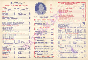 Club Cafe, Santa Rosa NM Menu 1950s
