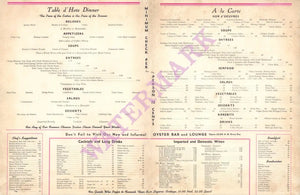 Club Royale, Savannah 1930s Menu