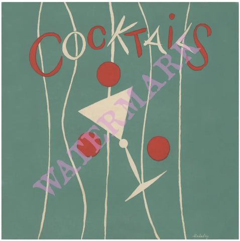 Cocktails, Hotel New Yorker 1950s Menu Art