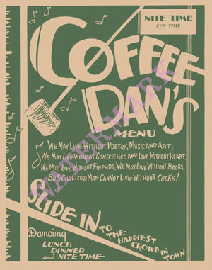Coffee Dan's, San Francisco 1930s Menu Art