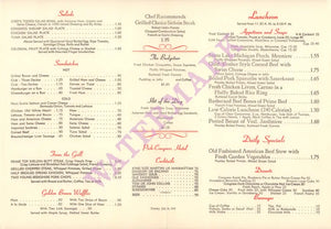 Coffee House, Pick - Congress Hotel, Chicago 1961 Menu
