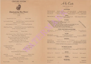 Commodore Hotel, Grand Central New York 1945 Menu