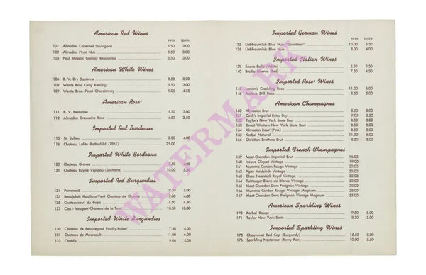 Copa Room Wine List Cover The Sands Hotel Las Vegas Frank Sinatra & Dean Martin 1960s Vintage Americana Menus