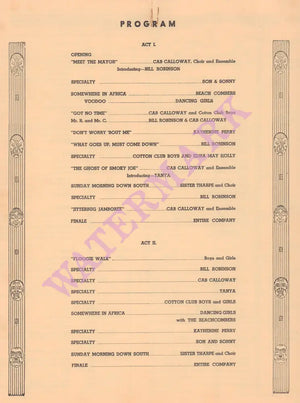 Cotton Club, New York 1930s Program