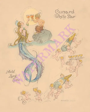 Cunard RMS Franconia 1935 Alistair K MacDonald Menu Art