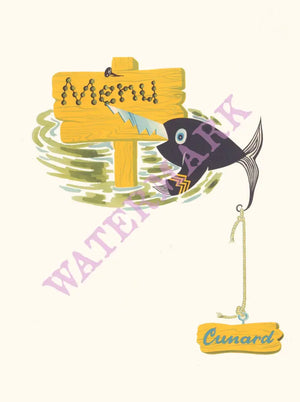 Cunard RMS Ivernia 1961 Menu Art