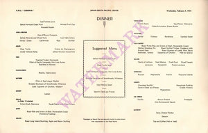 Cunard Royal Mail Ship Caronia, 1954 Menu