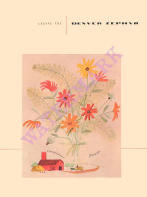 Denver Zephyr (Coneflower), Dining Car Menu Art 1967
