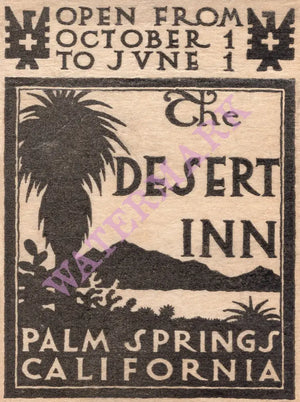 Desert Inn, Palm Springs 1920s/1930s Matchbook Cover