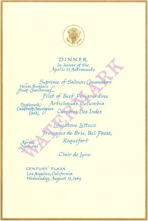 Dinner in Honor of the Apollo 11 Astronauts Los Angeles 1969 Vintage Americana Menus