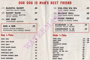 Dog House, Westwood Village 1950s menu