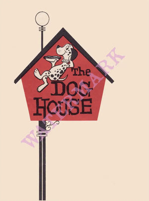 Dog House, Westwood Village 1950s menu art