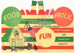 Doll House, Palm Springs 1960s| Vintage Menu Art – wine list