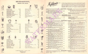 Don The Beachcomber, Chicago 1960s Menu