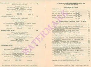 Don The Beachcomber, Hawaii 1956 Menu