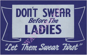 Don’t Swear Before The Ladies 1950s Diner Sign Vintage Americana Menus