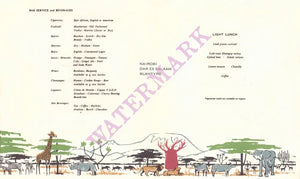 East African Airways, In-Flight Menu, 1970s