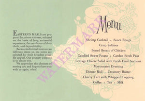 Eastern Airlines In-Flight Menu, 1960s Menu Art- food menu