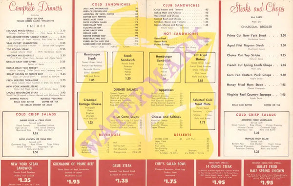 El Cortez (Galleon), Las Vegas 1950s Menu