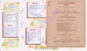 El Rancho, Las Vegas, 1952 Opera House Theatre Restaurant Dinner menu